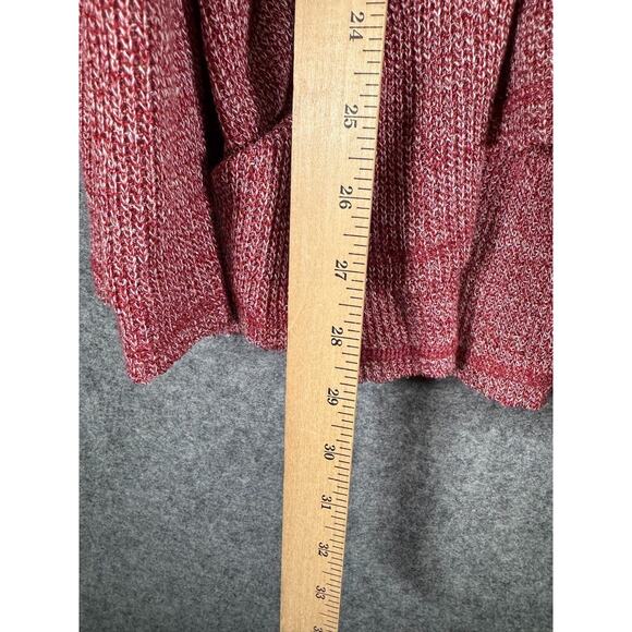 Deletta Sweater Women Medium Red Knit Cold Shoulder Pull Over Stretch Oversized - Picture 5 of 9